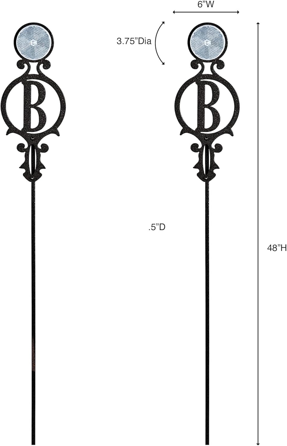 Touch of Class Pathways Reflective Driveway Marker Stake Set of Two for Outdoor Use | Custom Monogram Initial Design | Personalized Tall Reflector Set of 2 | Black Durable Finish