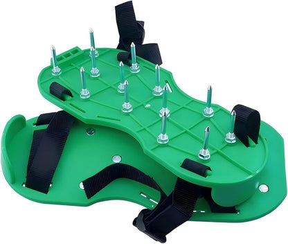Lawn Aerator Shoes Upgrades Aeration Shoes for Lawn Heavy Strap Spike Shoes for Grass Soil Aerating Spikes Tool (Green)