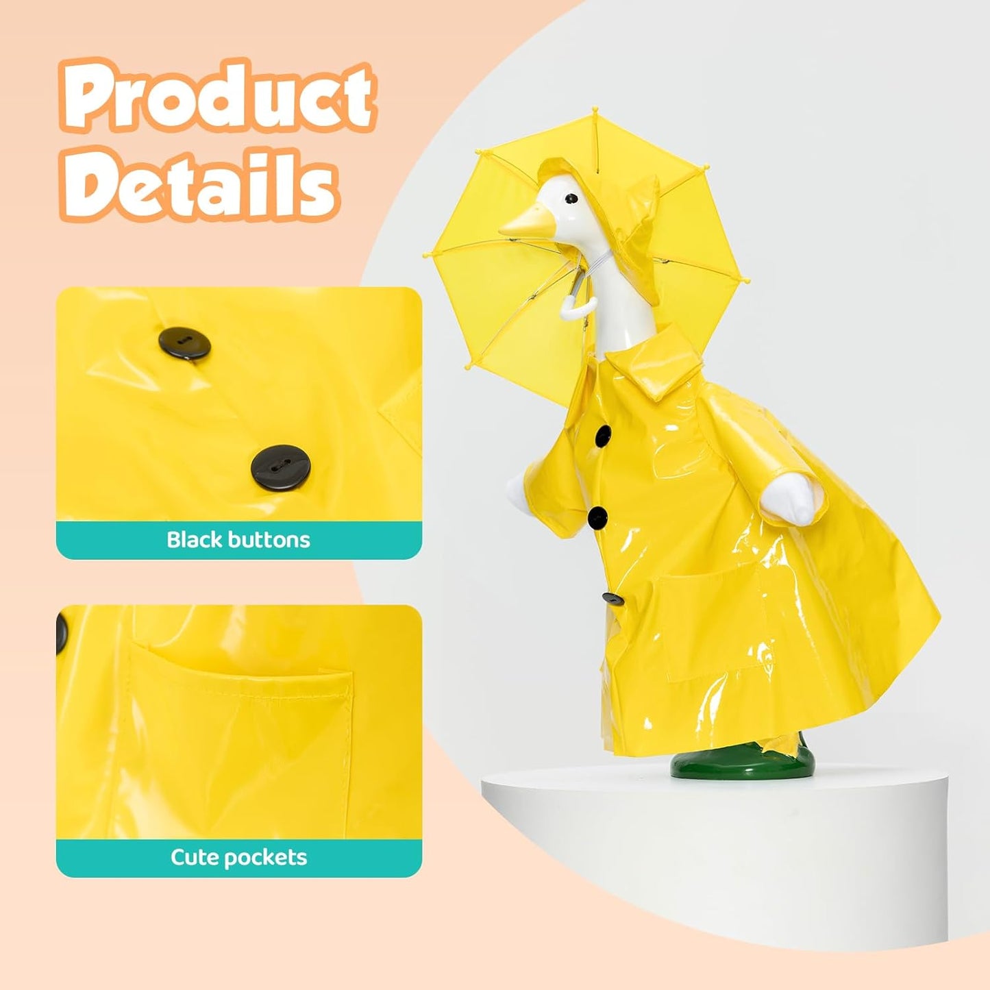 2 Set Lawn Goose Outfits – Mexican Theme with Bandana & Yellow Raincoat Costume for 23"/17" Goose Statues – Ideal for Garden, Patio, or Yard Decor