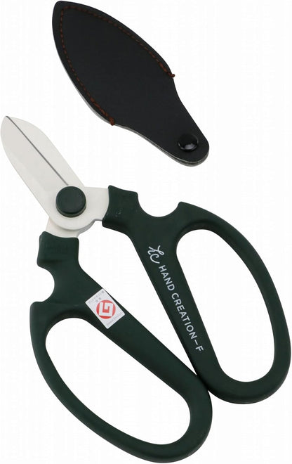 Japanese Florist Scissors – Professional Ultra Sharp Flower Shears Made in JAPAN for Ikebana Floral Design & Gardening SAKAGEN HAND CREATION F-170 (Moss Green)