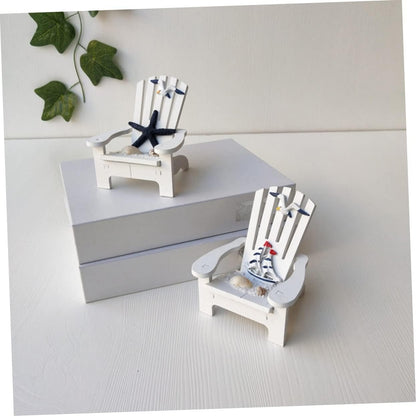 Veemoon 2pcs Miniature Wooden Beach Chair Decor Nautical Ornaments for Home Office Charming and Elegant Design for Christmas Weddings Birthdays and Festivals