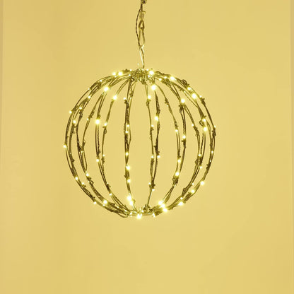 LED Light Balls Metal Hanging Tree Sphere Globe Light for Patio Holiday Festival Garden Decor (12 Inch 3 Pack)