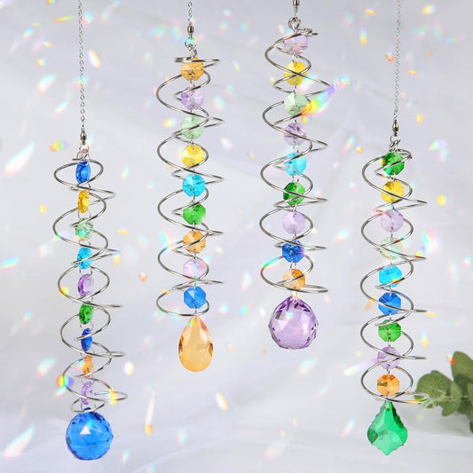 Sun Catchers, 4 Pcs Crystal Suncatchers for Indoor Windows Hanging Decorative Crystals Ball Prism