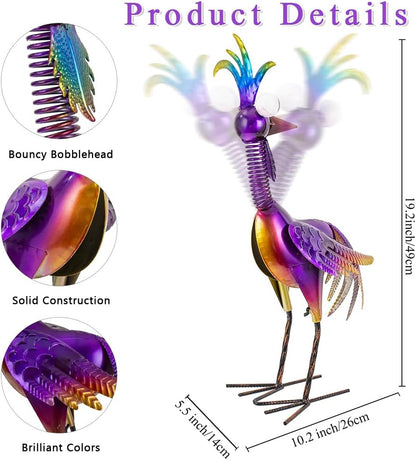 Metal Wacky Rooster Garden Statue, 19'' Rooster Decor Yard Statue Decorations Outdoor, Chicken Yard Art for Outside, Patio, Backyrad, Lawn(Purple)