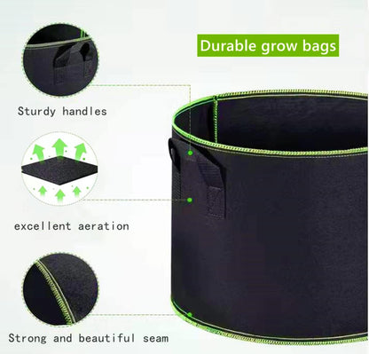 5-Pack 3 Gallon Grow Bags Heavy Duty 300G Thickened Nonwoven Fabric Pots Plant Grow Bags with Handles,for Low Stress Plant Training Fruits, Vegetables, and Flowers(Black)
