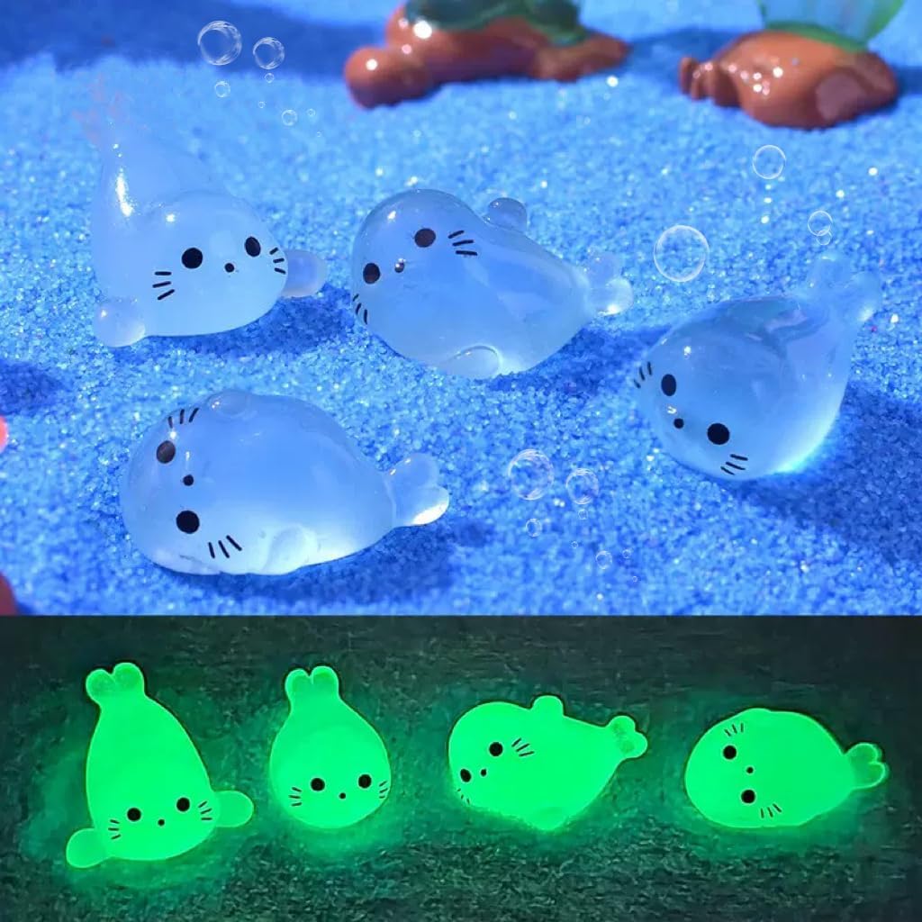 120pcs Mini Ocean Resin Animals: Glow in The Dark Tiny Sea Animals Figurines to Hide Marine Miniature Plastic Animals Aquarium Ornaments Decorations for DIY Fairy Garden Dollhouse,with Storage Box