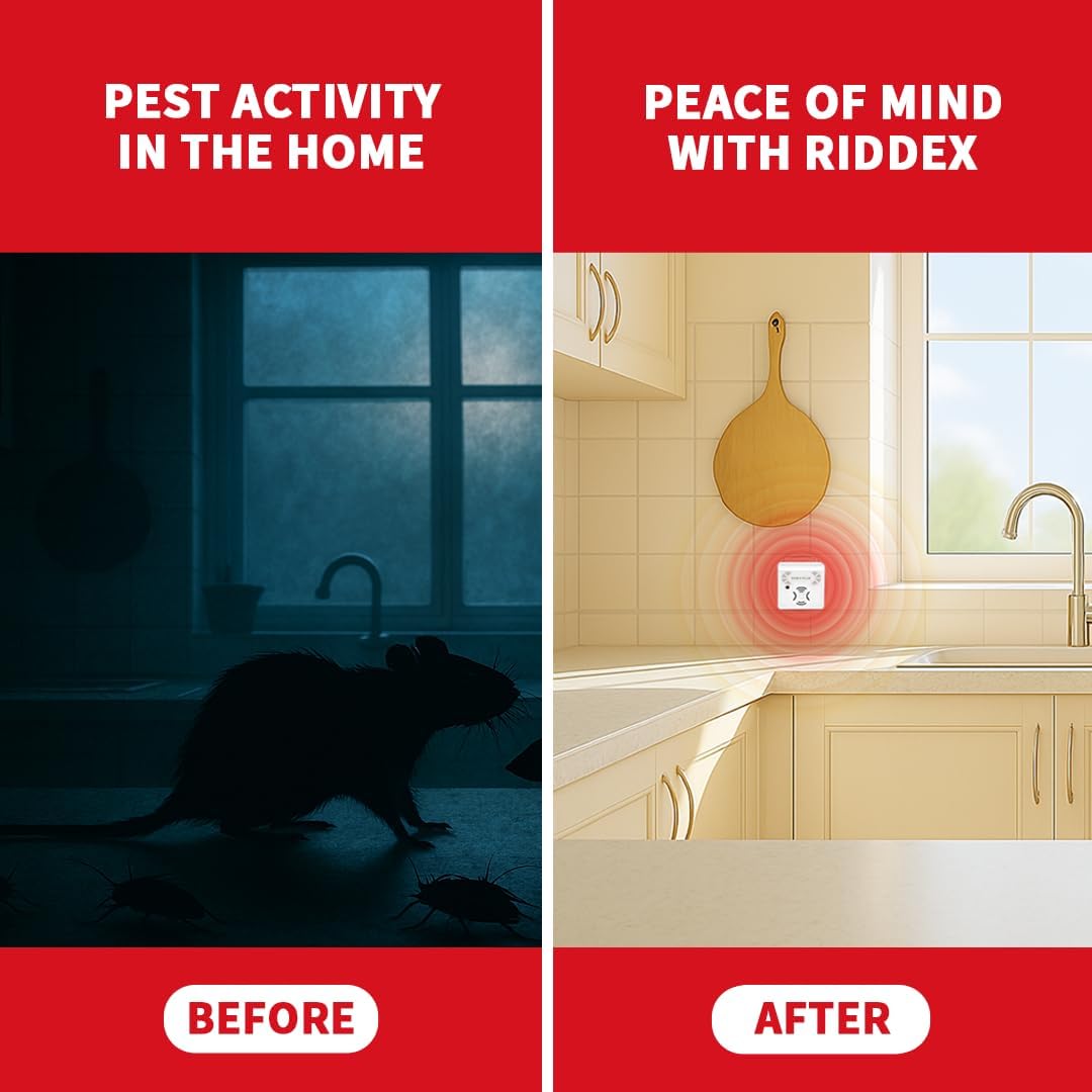 Riddex Sonic Plus Ultrasonic Pest Repeller, Plugs in with extra Outlets Indoor Use - Insect Repellent - Bug Repellents for Home Defense - Protect Against Rodents & Insects, Chemical Free(9 Pack White)