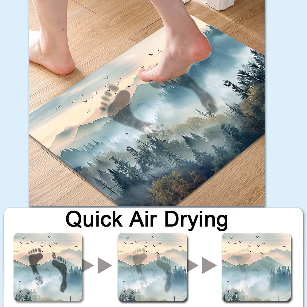 Bath Matcccccccc，Beautiful Misty Forest-16×24Inch (40 * 60cm)