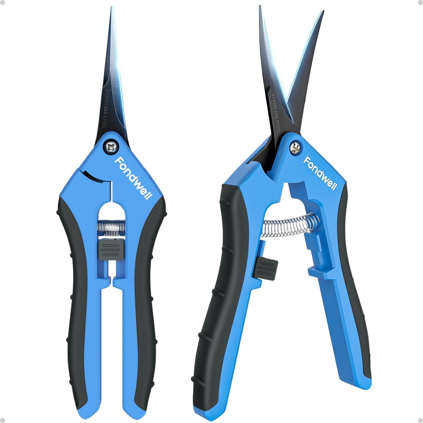 Fondwell 6.5" Pruning Shears Garden Scissors: 2 Pack of Ultra Sharp Trimming Scissors with Non-Stick Teflon Coating - Reliable Flower Snips for Managing Small Plants
