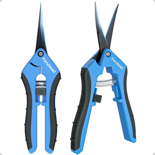 Fondwell 6.5" Pruning Shears Garden Scissors: 2 Pack of Ultra Sharp Trimming Scissors with Non-Stick Teflon Coating - Reliable Flower Snips for Managing Small Plants