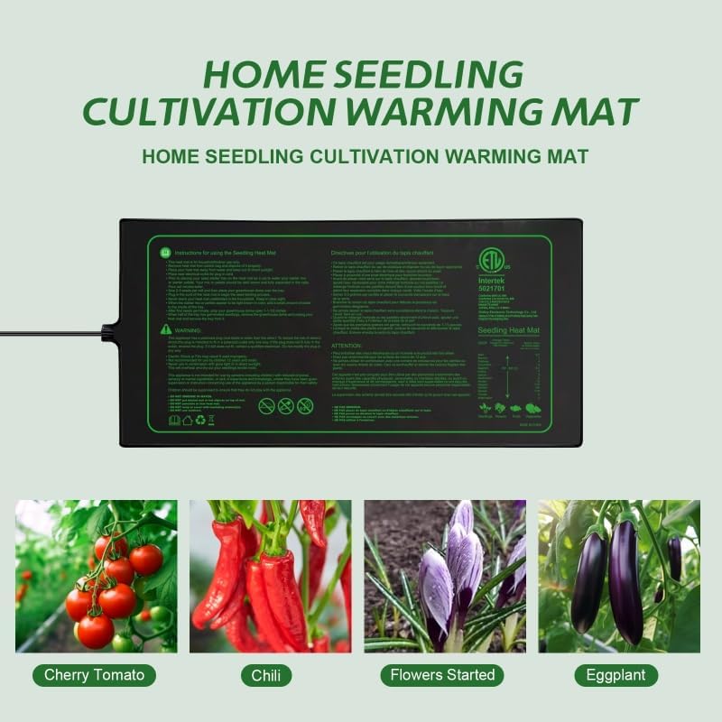 Upgrade Version 4PK Seedling Heat Mat with ETL Listed,Warm Hydroponic Heating Pad for Seed Starting,Indoor Gardening,Brewing and Greenhouses,Durable Waterproof Black Plant Heat Mat