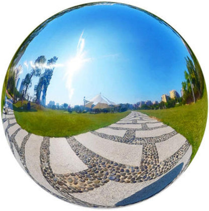 38 cm/15 inch Diameter Gazing Globe Mirror Ball,Silver Stainless Steel Polished Reflective Smooth Garden Sphere,Colorful and Shiny Addition to Any Garden or Home