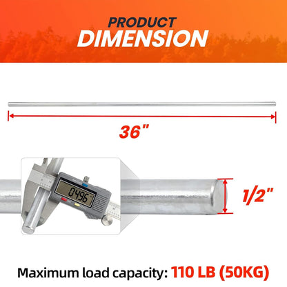 AR-PRO (2-Pack) 1/2”x 36” Zinc Plated Steel Rods Designed for Use as an Axle Shaft on Hand Trucks Dollies Wagons 4005BC Wheelbarrows