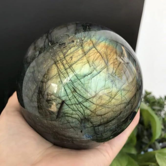 6-7CM/2.36-2.76inch Natural Crystal Ball Labradorite Sphere Moonstone Stone Crafts Polished Decorative Sphere Reiking Healing Crystals Ball Stone Fengshui Home Decoration (Labradorite, 60-70mm)