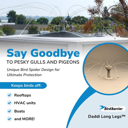 Bird Barrier Daddi Long Legs -2 Ft | Scare Birds Away with Innovative Bird Spider Design | Easy Installation on Roofs, Boats & HVAC Units | Durable Stainless Steel/Delrin