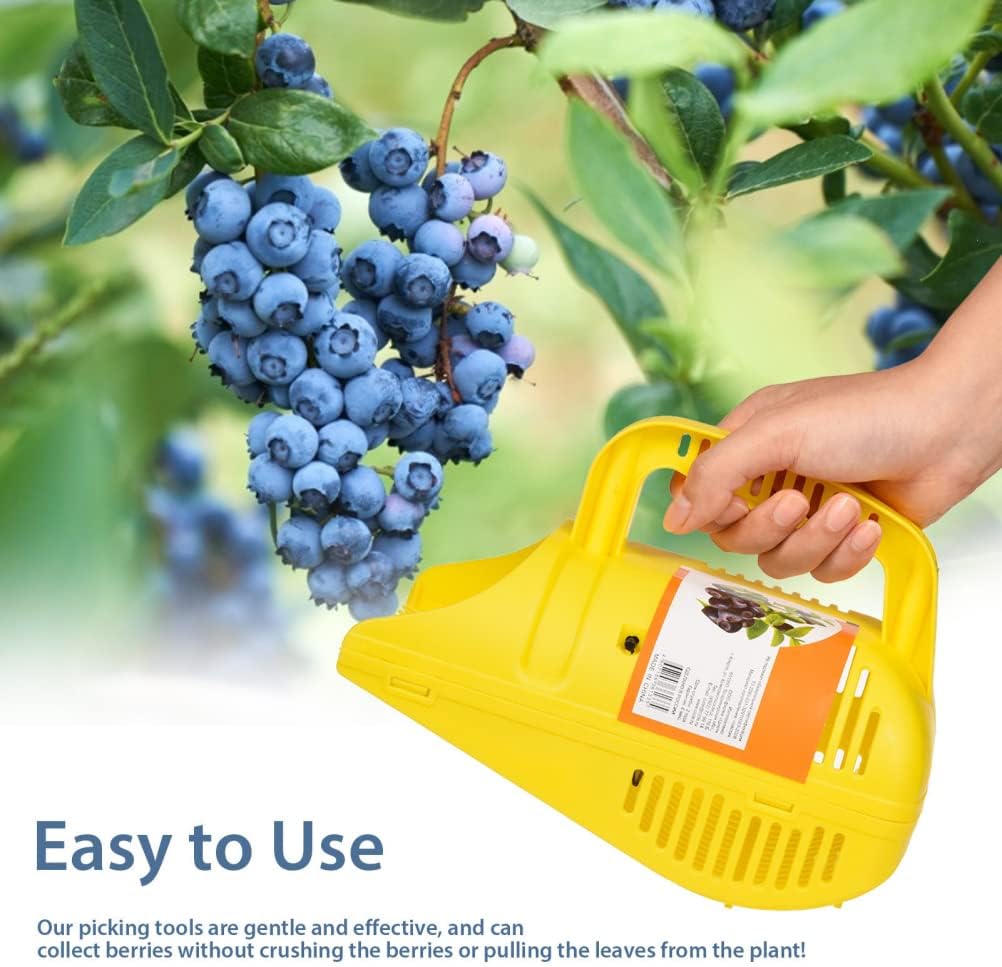 Blueberry Picker, Plastic Blueberry Picker Scoop Blue Berry Picking Rake for Cranberries Blueberries lingonberries Strawberries Blackberries Currants (Yellow 22 * 14 * 17cm)