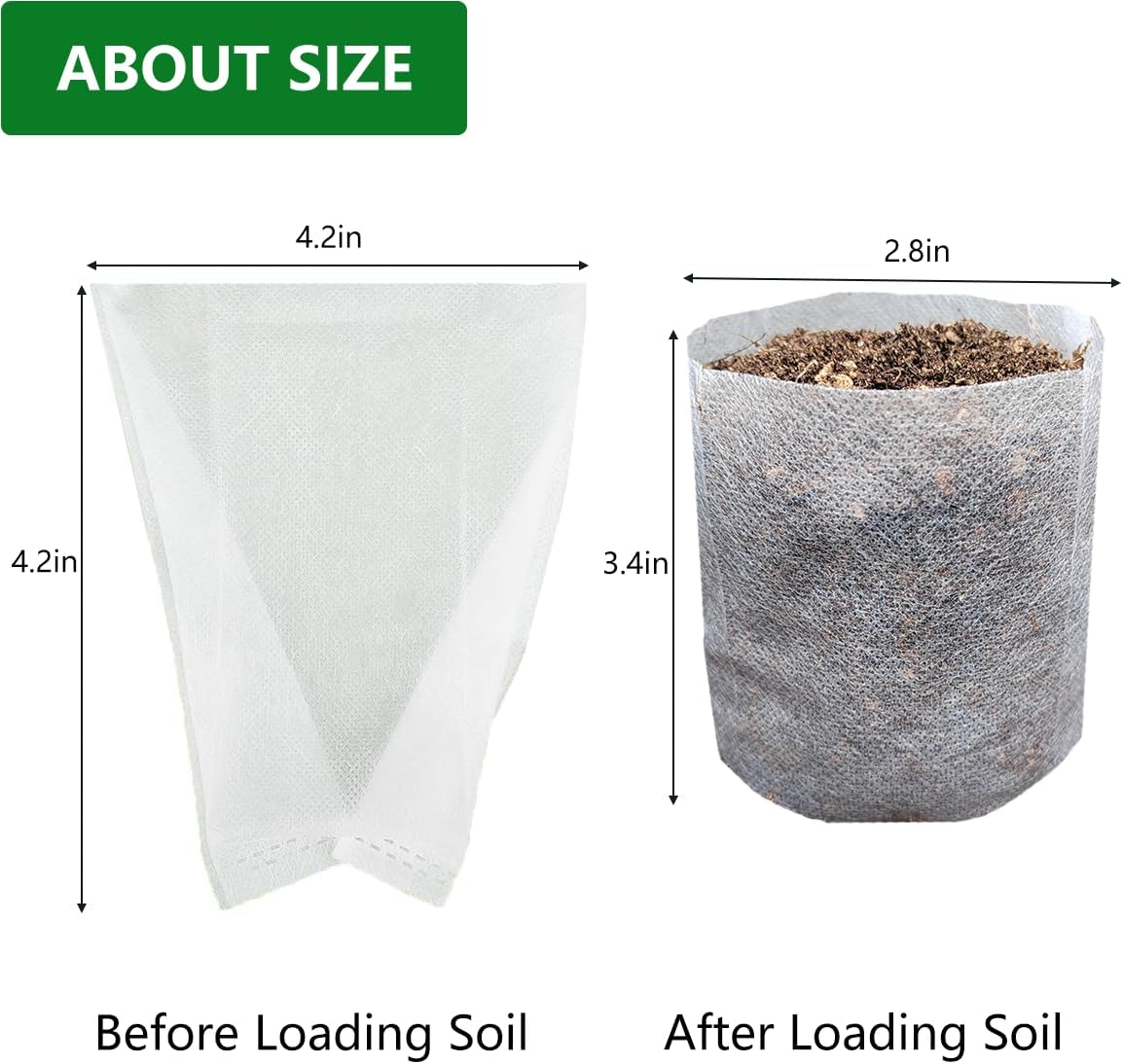 Belit 200Pcs Nursery Growing Bags,Non-Woven Fabric Seedlings Grow Bag for High Seedling Survival Rate,Plant Bags for Planting,Garden Seed Starters Pouch Small（4.2"x4.2"）