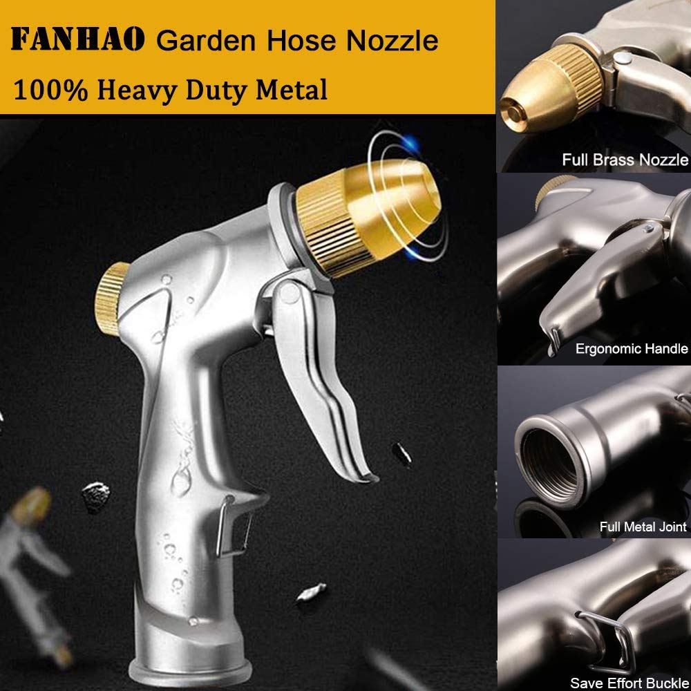 FANHAO Upgraded 100% Metal Garden Hose Nozzle Heavy Duty, High Pressure