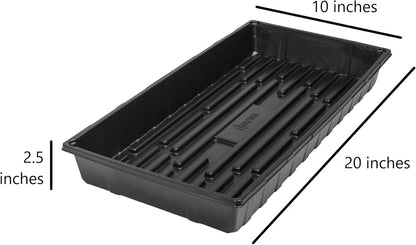 SUNPACK 10" x 20" Extra Strength Plastic Seed Starting Tray, Black, 2.5" (Pack of 10) - No Drainage Holes, Ideal for Greenhouses or Indoor Gardening - Made of BPA-Free Plastic
