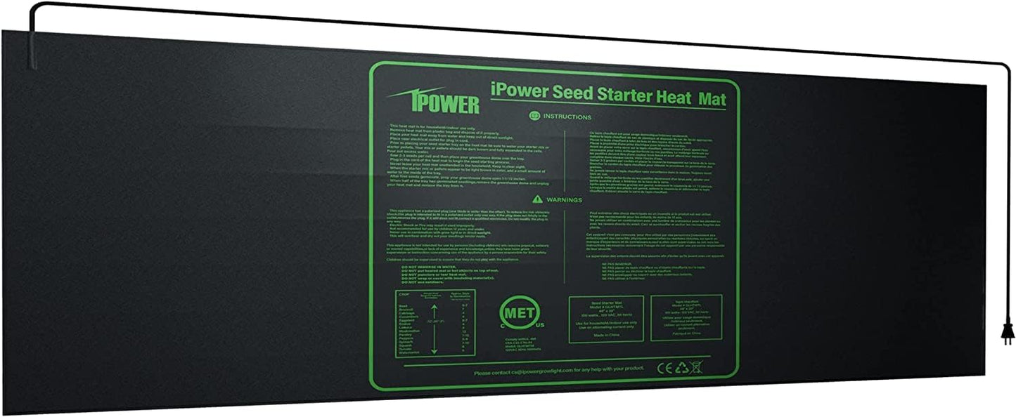 iPower 48" x 20" Waterproof Durable Seedling Heat Mat Warm Hydroponic Plant for Indoor Gardening Germination Starting, 1 Pack New