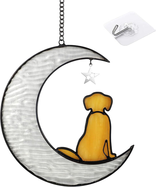 Stained Glass Dog Suncatcher Memorial Gifts for Loss of Pet,Window Hanging Decor in Memory of Dog