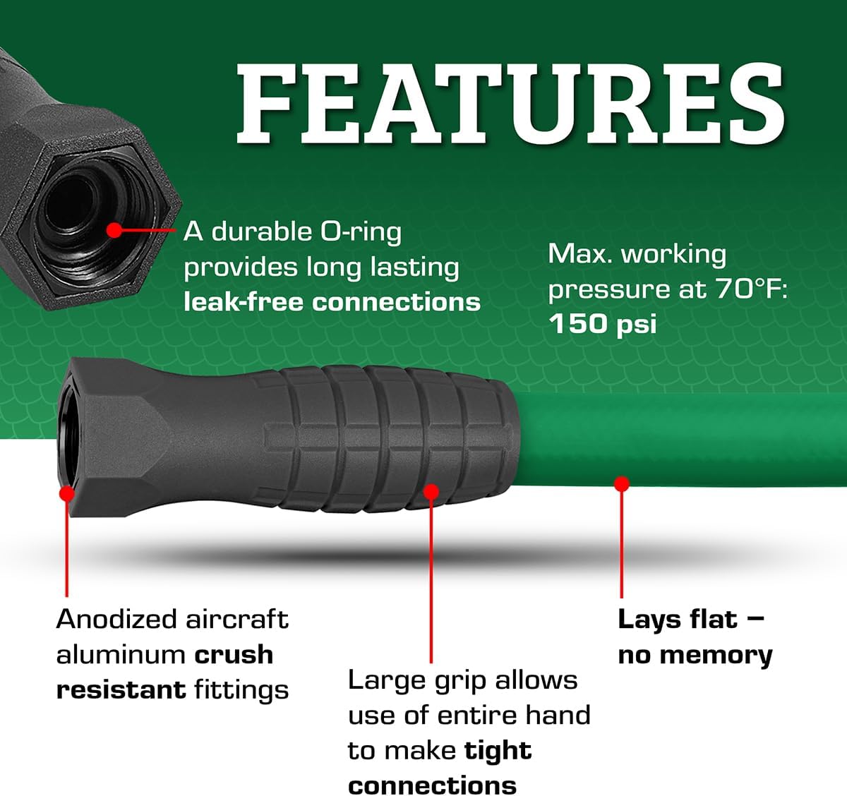 Flexzilla Colors SwivelGrip Garden Hose 5/8 in. x 5 ft., Lightweight All-Weather Water Hose, Durable and Flexible, Leak-Free Connections, Forest Green