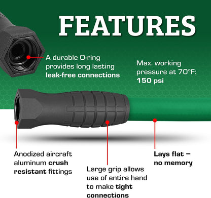 Flexzilla Colors SwivelGrip Garden Hose 5/8 in. x 5 ft., Lightweight All-Weather Water Hose, Durable and Flexible, Leak-Free Connections, Forest Green