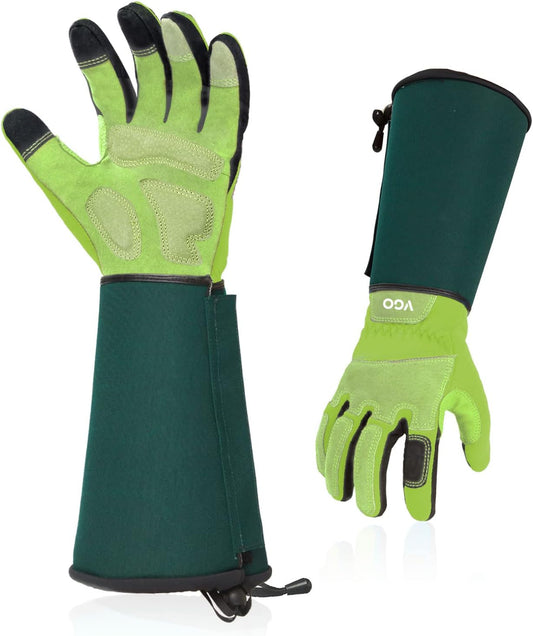 Vgo... Gardening Gloves Ladies,Safety Work Gloves,Long Sleeves Gauntlet,Puncture Proof,Touchscreen(Size S,Light green,SL7477)