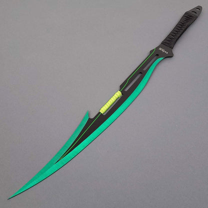 27" Fantasy Machete. Fixed Blade Knife. 440 Stainless Steel Blade. For Collection, Gift, Camping, Outdoor Sports (Green)