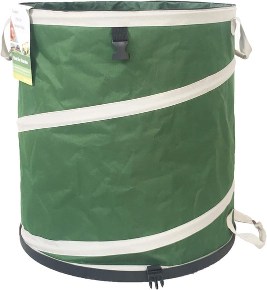 32-Gallon Collapsible Trash Can (19x25 in) Hard-Shell Bottom Yard Garden Bag for Pop-Up Recycling
