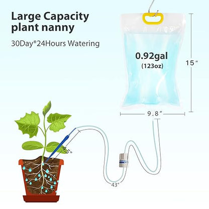 AHOUGER 8Pcs 3500ml Plant Life Drip Watering Bag, Automatic Drip Irrigation Kit Plant Watering Devices System Waterer for Indoor Outdoor Potted Plant with 8Pcs Hooks with Control Switch