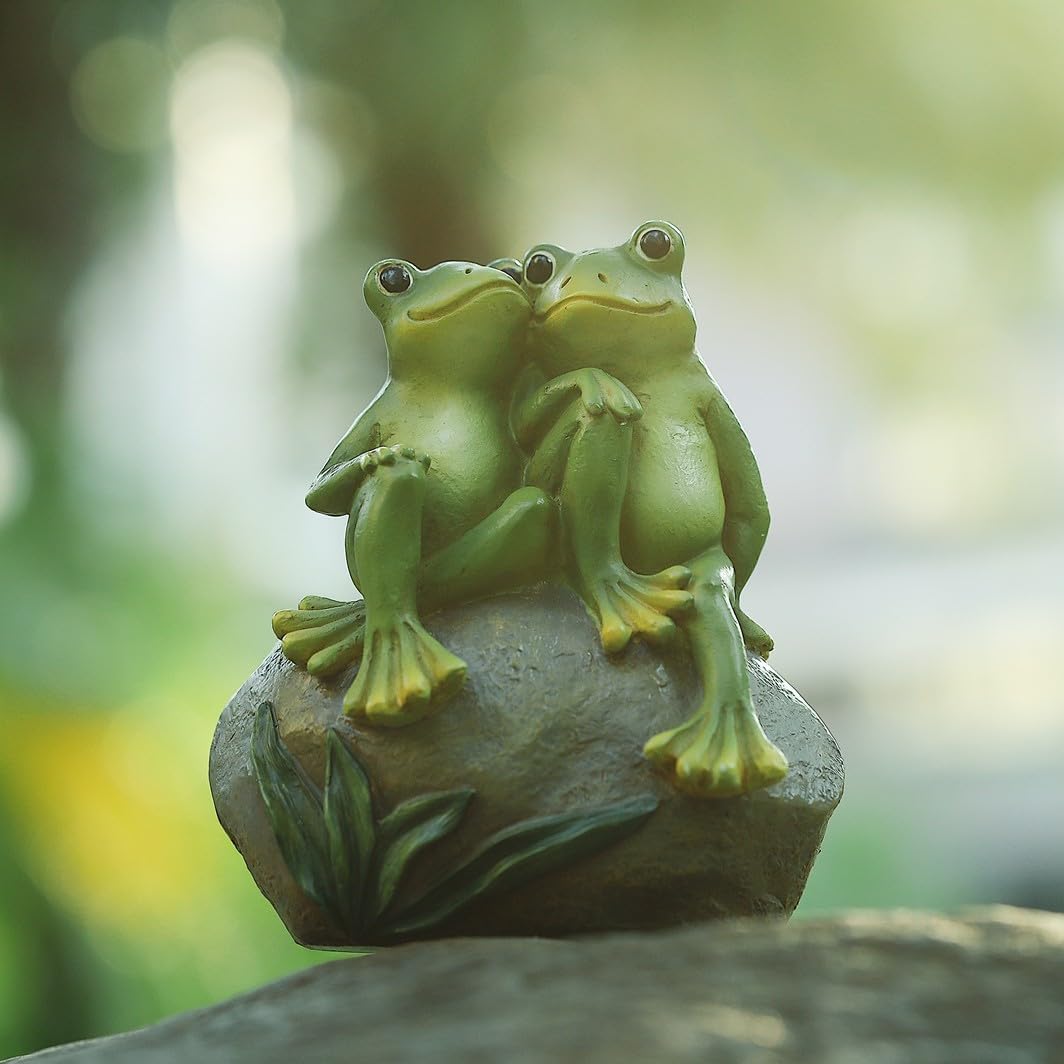 Resin Frog Garden Statue, Green Frog Figure for Outdoor Decor Yard and Garden Decoration Resin Sculpture (Style 1)