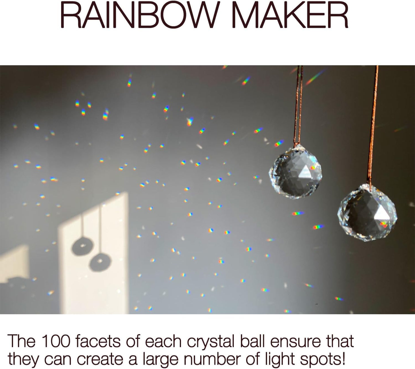 2PCS 4cm Clear Ball Crystal Sun Catcher Prisms, STINO Hanging Suncatchers with Glass Prism, Rainbow Maker for Windows, Home, Room, Garden Decor (1, Ball Clear 2Pcs)