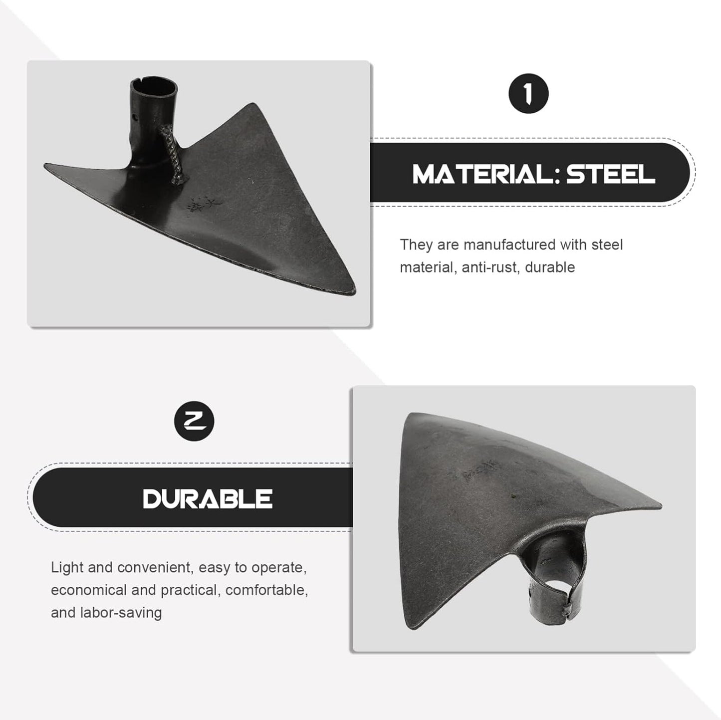 DOITOOL Triangle Hoe Steel Garden Digging Hoe for Weeding Planting Digging Soil, Gardening Hoe Hand Held Digging Hoe Garden Tool, 27X20cm (Silver Gray)