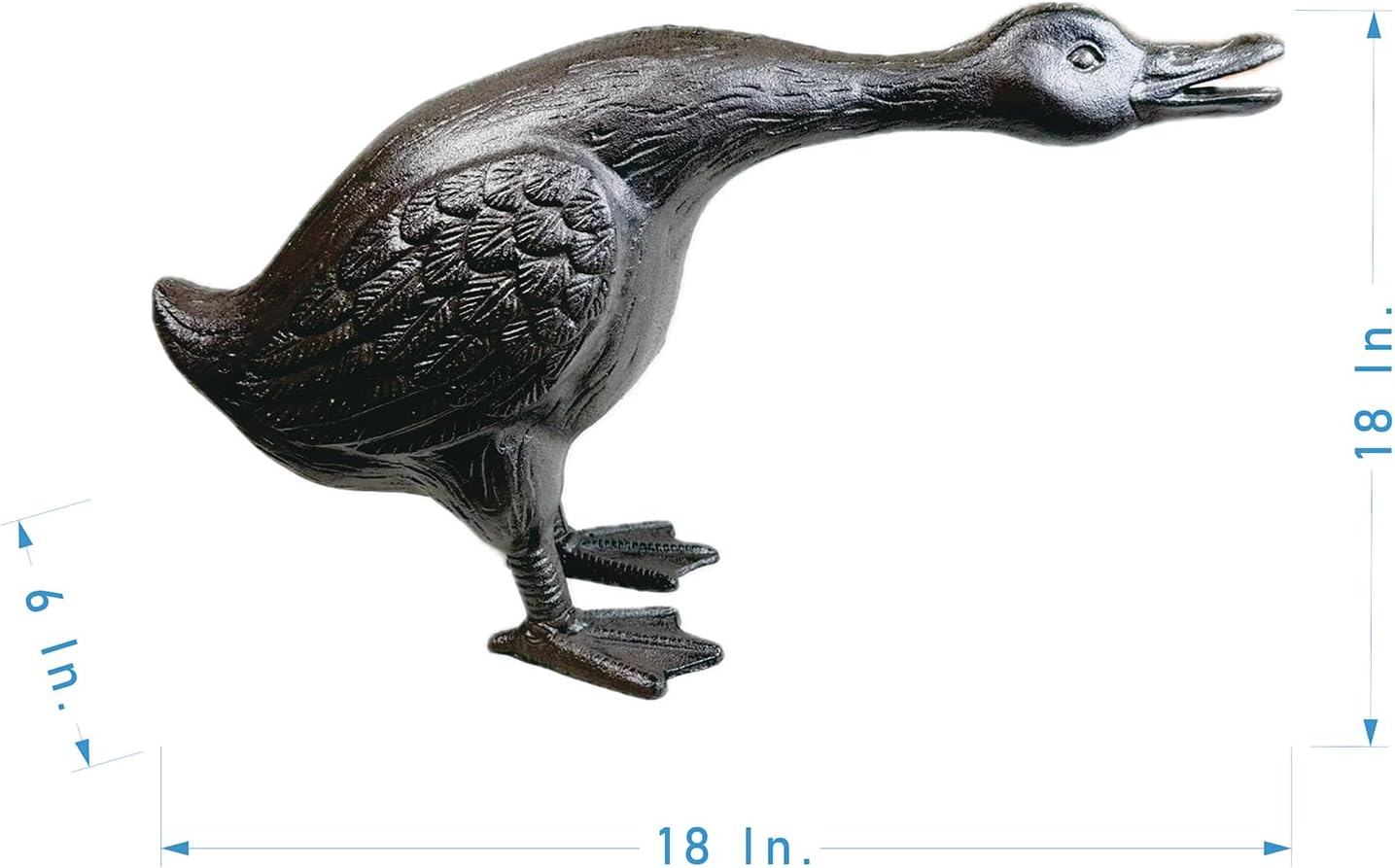 Vintage Cast Iron Goose Statue（18" Tall）- Handcrafted Feather Details, Realistic Garden Lawn Decor, Heavy Duty Outdoor Sculpture HC3267