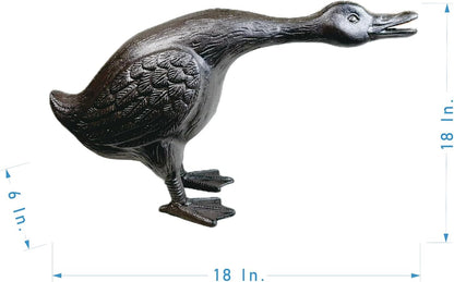 Vintage Cast Iron Goose Statue（18" Tall）- Handcrafted Feather Details, Realistic Garden Lawn Decor, Heavy Duty Outdoor Sculpture HC3267