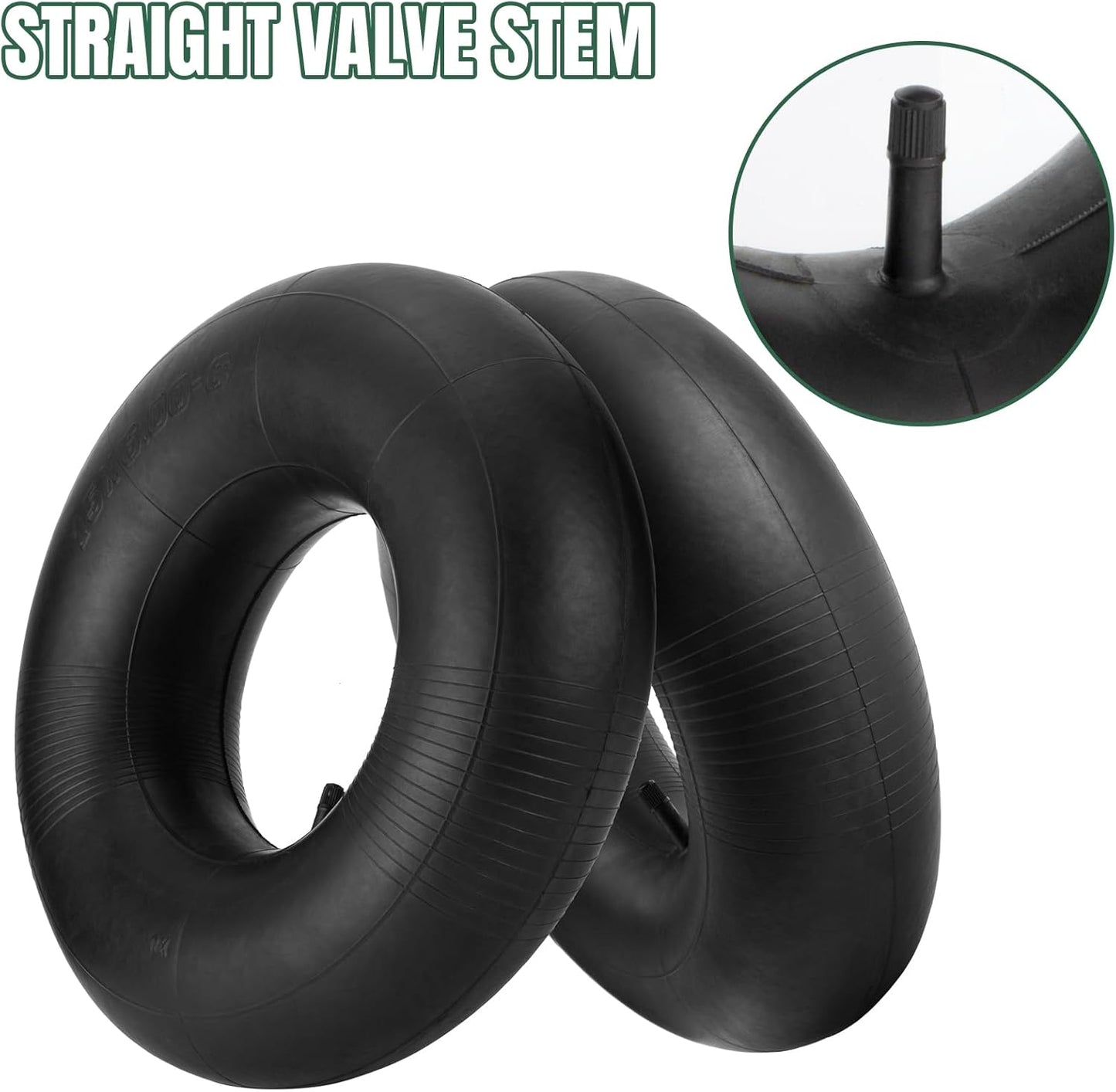 15x6.00-6" Inner Tube with Straight Valve Stem (2-Pack) - Heavy Duty Replacement Tire Tubes for Lawn Mower, Snow Blower, Riding Mowers, ATVs, Golf Carts