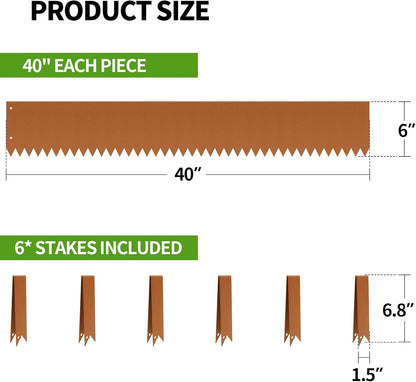 Steel Landscape Edging 6-Pack 40" L x 6" H Strips Steel Garden Bed Metal Borders Hammer-in 40 Gauge Edging Border with 6 Clips Bendable Metal Edge for Garden Yard Park Lawn(Brown, 20Ft)