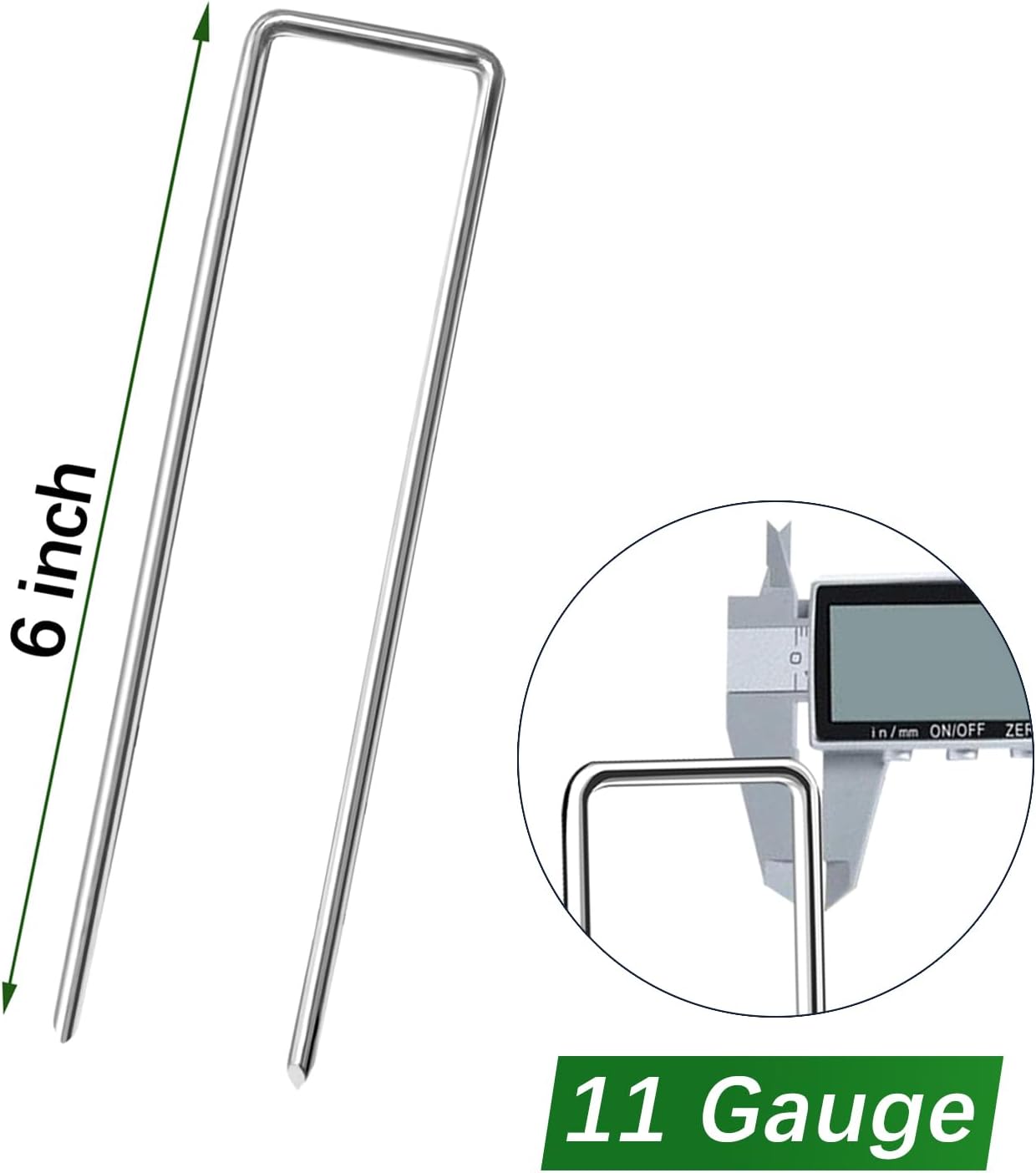 50 Pack Landscape Staples 6 Inch Garden Stakes Galvanized Garden Staples Pins Anti-Rust Ground Stakes for Weed Barrier, Irrigation Tubing, Landscaping Fabric, Yard Lawn
