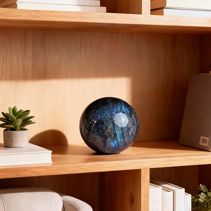 6-7CM/2.36-2.76inch Natural Crystal Ball Labradorite Sphere Moonstone Stone Crafts Polished Decorative Sphere Reiking Healing Crystals Ball Stone Fengshui Home Decoration (Labradorite, 60-70mm)