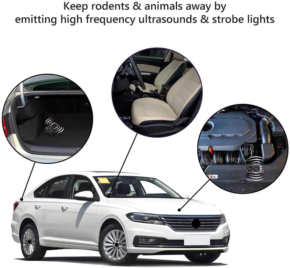 Rodent Repellent Battery Operated Ultrasonic Mouse Repeller for Car Engines Squirrel Pest Repeller Under Hood Rat Repellent Mice Deterrent for House Garage Attic Indoor 1 Pack