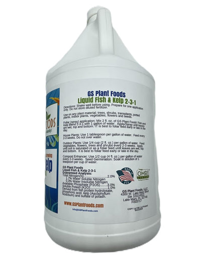GS Plant Foods Liquid Fish & Kelp Fertilizer (1 Gallon) – Organic Material Review Institute Listed Natural Plant Food for Home Gardens, Lawns, and Vegetables