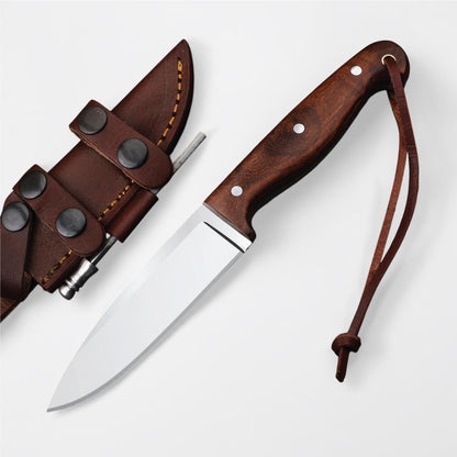 H & H BLADES Handmade D2 Steel Skinning Knife With Leather Sheath-10 Fixed Blade Hunting Knife Best For Bushcraft, Survival,Camping,Fishing and Outdoor Activities-Collector Hunter Men Gifts