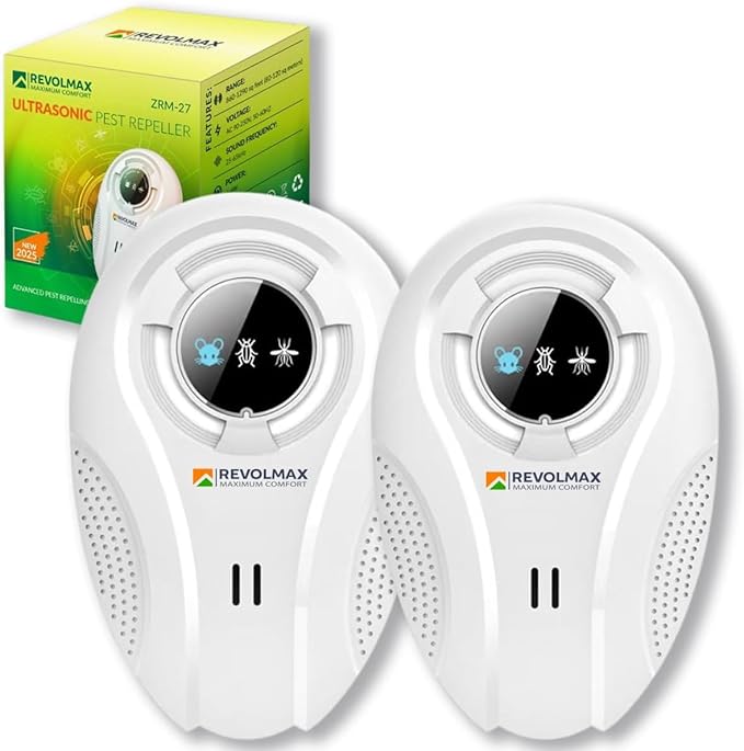 T-27, Ultrasonic Pest Control Repeller - Electronic & Ultrasound, Indoor Plug-in Repellent - Get rid of - Rodents, Mice, Squirrels, Bats, Insects, Bed Bugs, Ants, Fleas, Spiders, Roaches (2 Pack)