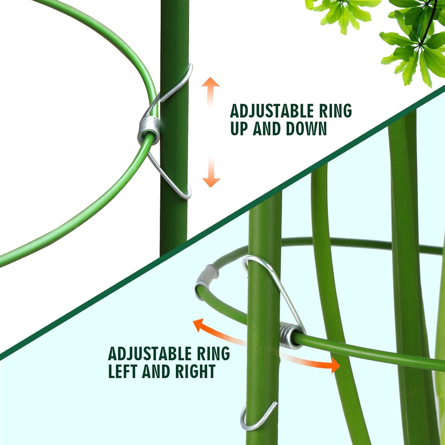 LEOBRO 4 PCS Plant Support Cages, Tomato Cages, Metal Garden Plant Support Ring, Plant Trellis, Plant Stakes for Tomato, Climbing Plant, Flower, Seedlings, 17.7" High, 7.1"/7.87"/8.66" Inner Diameter