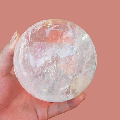 Natural Clear Quartz Crystal Ball,White Crystal Sphere Healing Crystal Ball with Stand Home Decor Prosperous Love Invite Wealth + Pedestal (500g)…