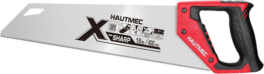 HAUTMEC 16" X-Sharp Universal Hand Saw for Speed, Cuts Quality and Accuracy, Fine-Cut Handsaw with 11 TPI Triple-Ground Teeth and 1mm Thickened Large Blade, Bi-Material Ergonomic Soft Handle – HT0152