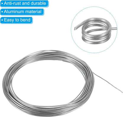 PATIKIL 1.0mm Bonsai Training Wire, 2 Rolls Floral Wire Stems Anodized Aluminum Tree Wire 65.6 Feet Total for Gardening Branch Fixing, Silver Tone