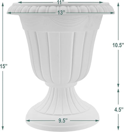 PL10BG Classic Traditional Plastic Urn Planter Indoor/Outdoor 15" x 13", Beige
