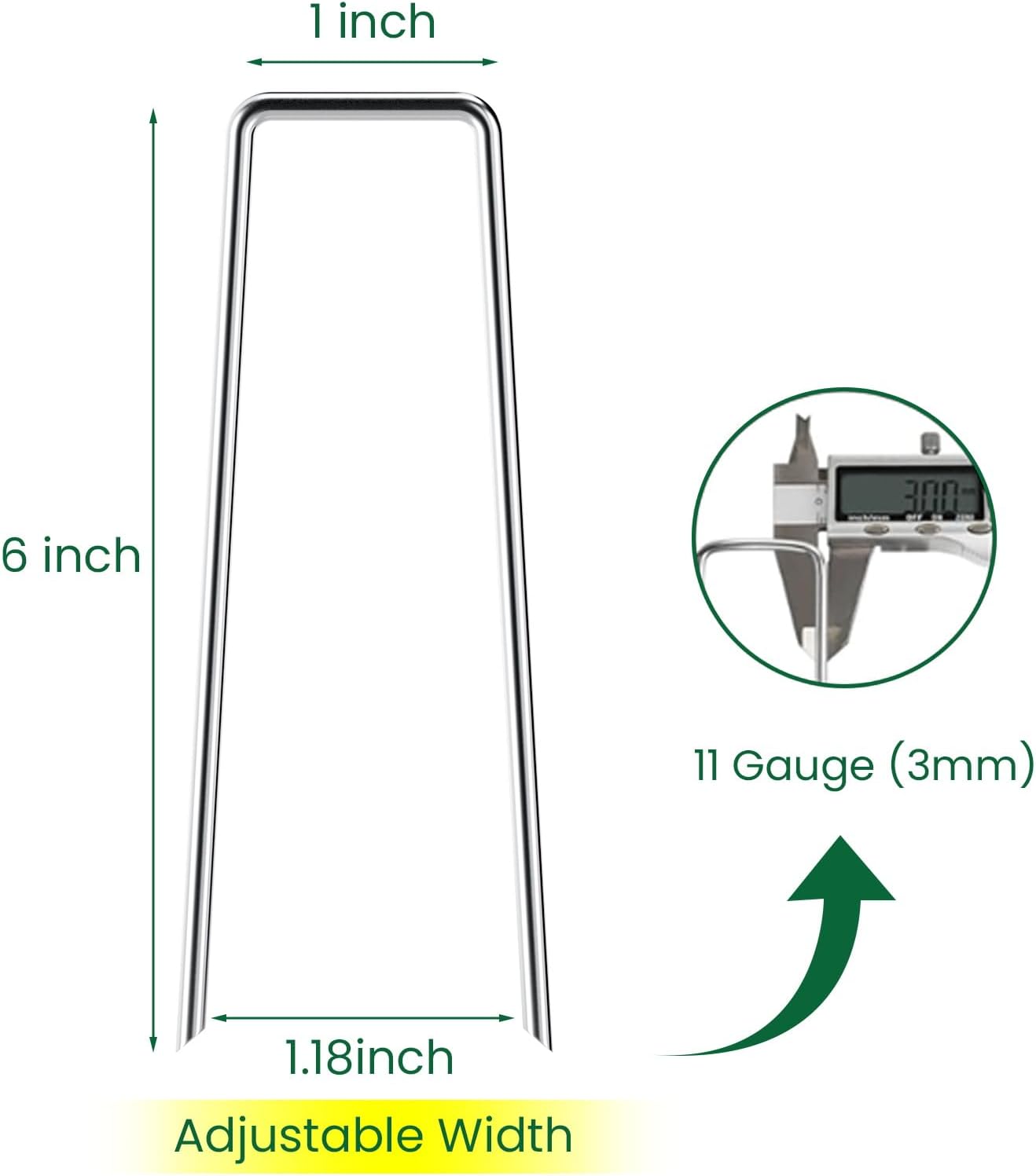 6 Inches Galvanized Garden Staples, Metal Tent StakeHeavy Duty U-Shaped Pins and Landscaping Staples for Sod Anchoring Landscape Fabric Irrigation Tubing (100, Silver)